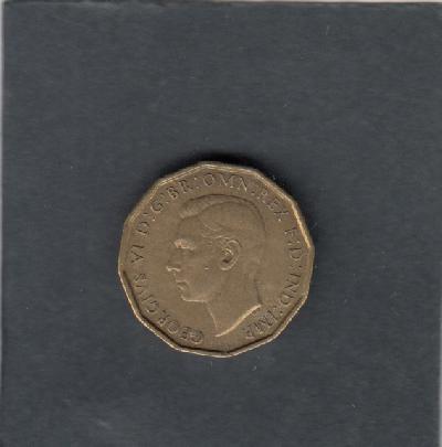 Beschrijving: 3 Pence  GEORGIUS VI